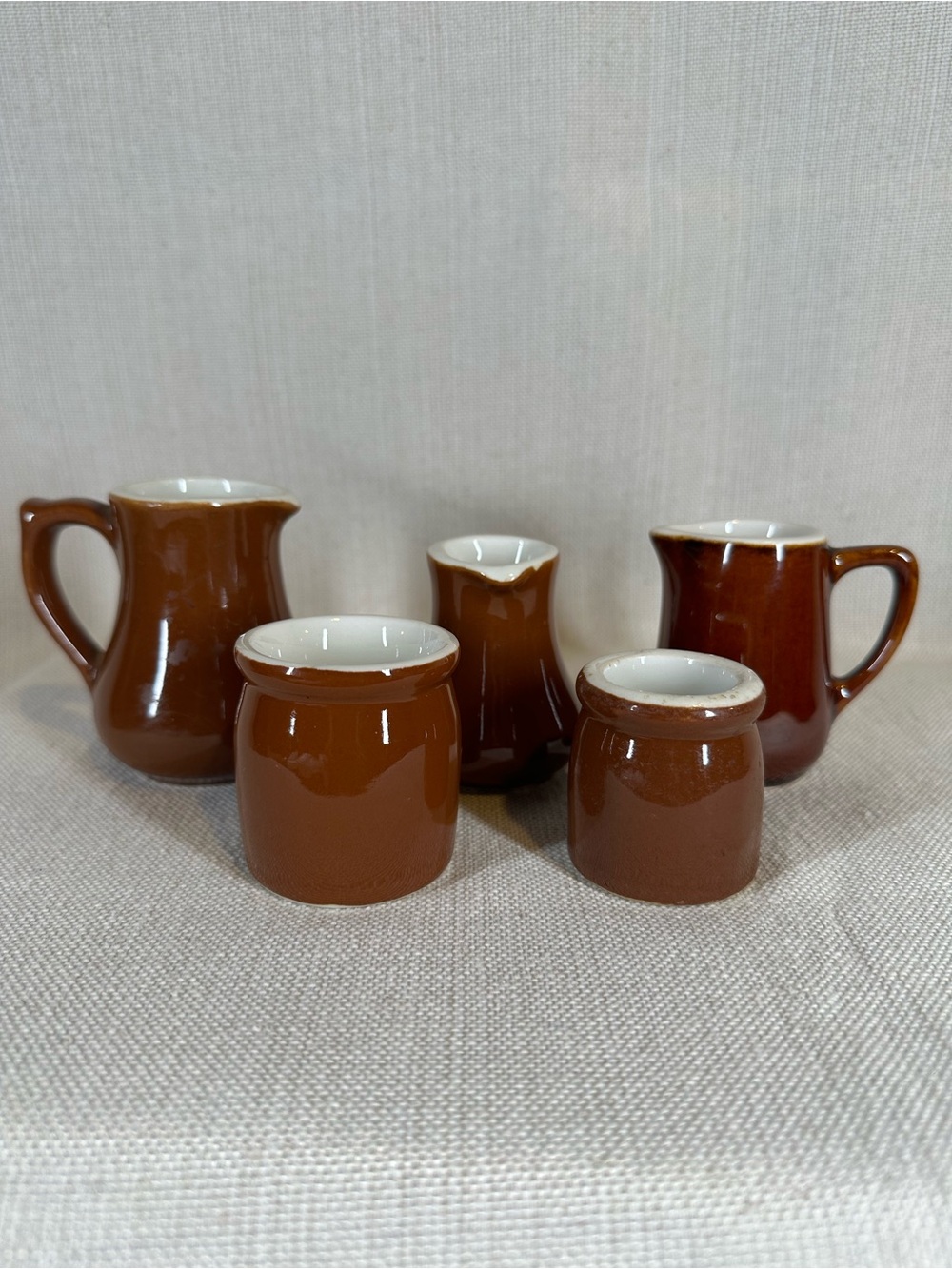 Vintage HALL China Mini Restaurant Ware Set of 5 Brown Diner Chic Grandmacore